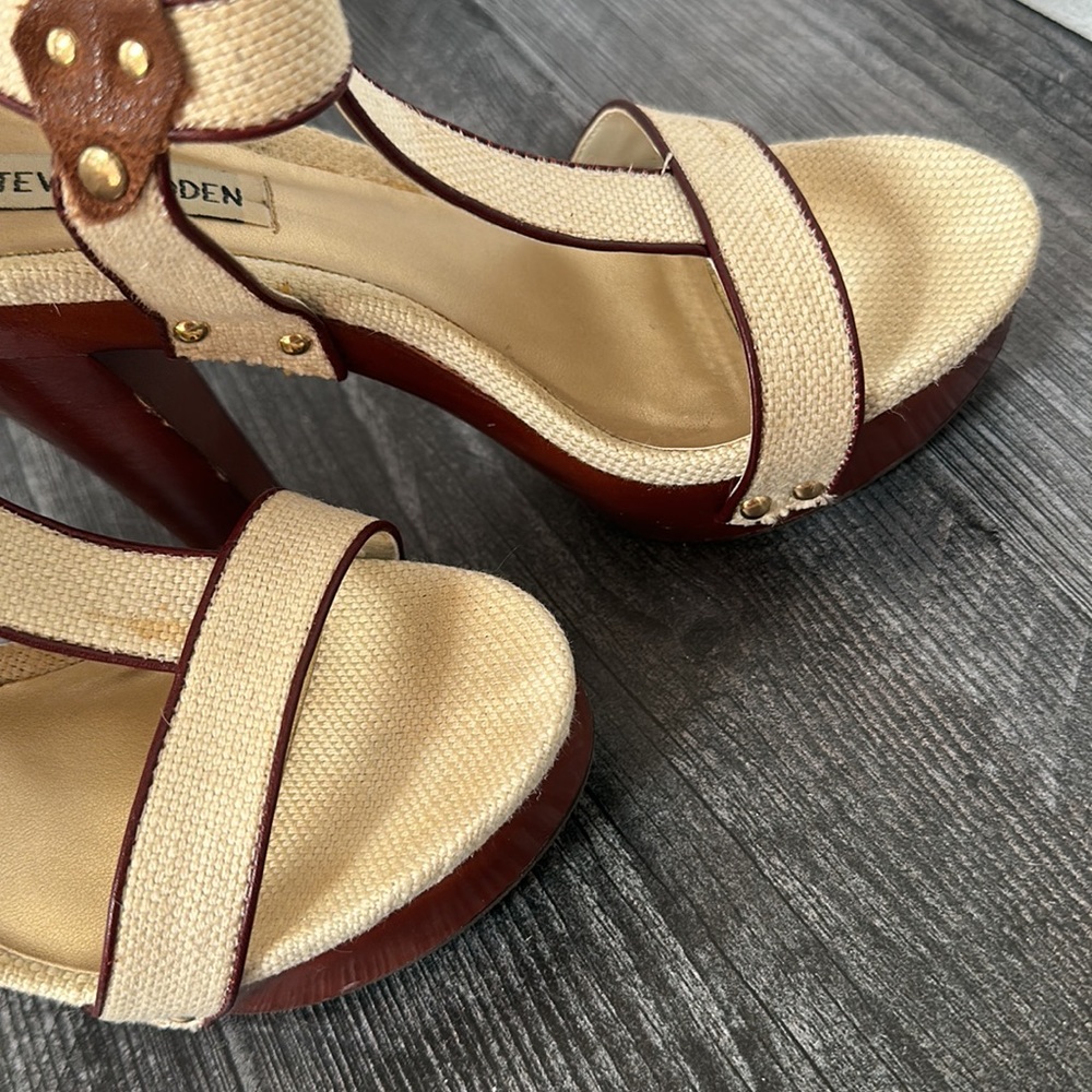 Steve Madden Canvas Platform Sandals Size 5m - image 5